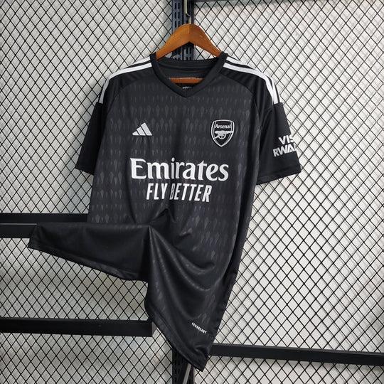 Maillot de gardien Arsenal 2023-2024 Le 12-ème Maillot, maillot de football avec logo et design bleu et blanc.