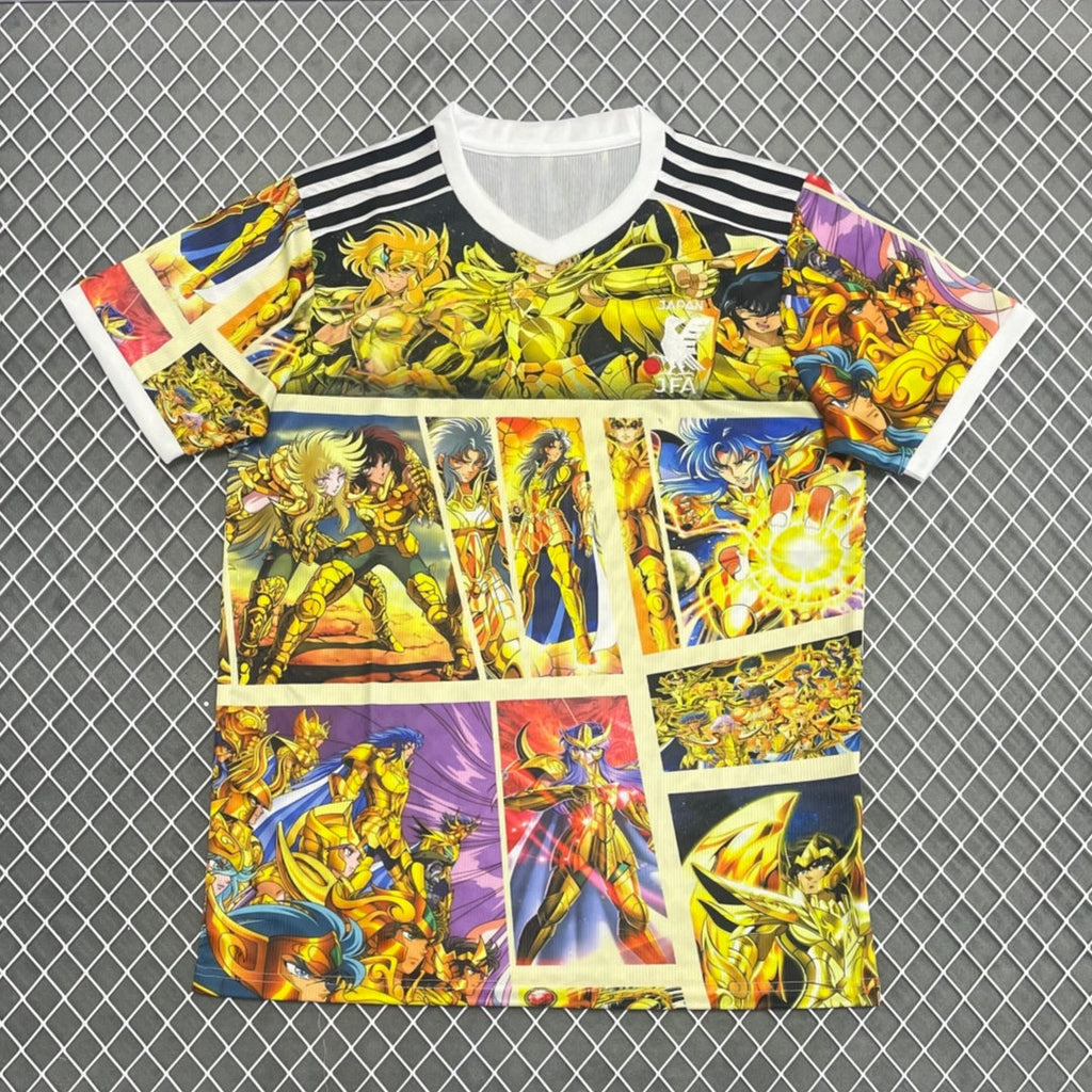 Maillot jaune 25/26 Japan anime Le 12 -ème Maillot, design spécial, tissu léger, détails du logo et impression anime visible.