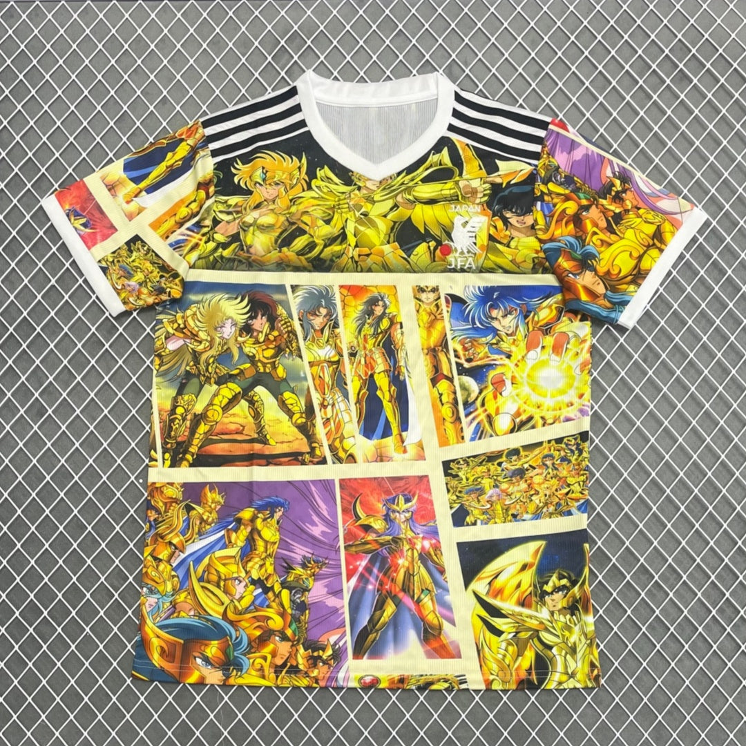 Maillot jaune 25/26 Japan anime Le 12 -ème Maillot, design spécial, tissu léger, détails du logo et impression anime visible.