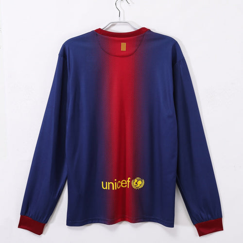 Maillot domicile rétro du FC Barcelone 2012-2013 à manches longues, marque Le 12 -ème Maillot, vue de face.