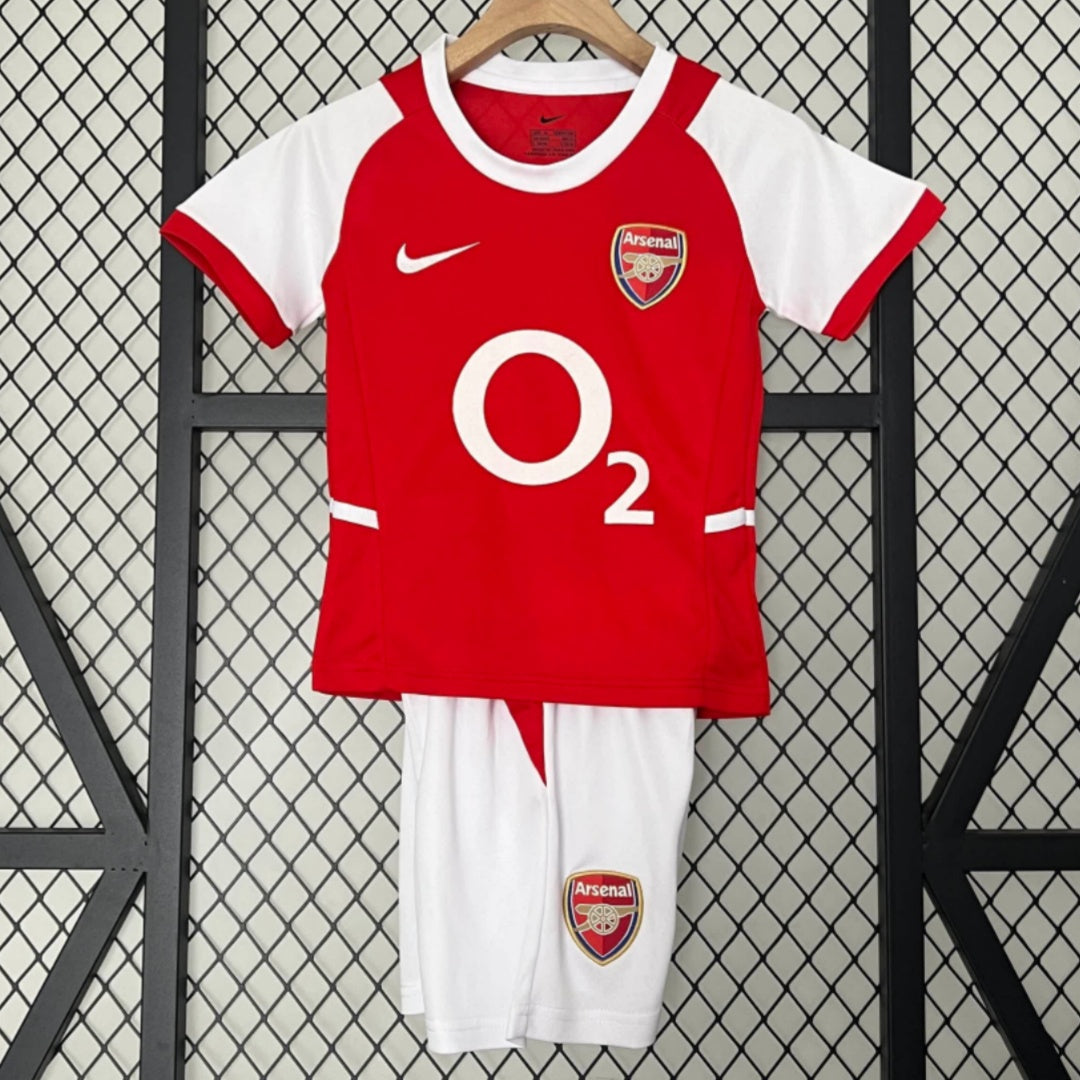 Ensemble enfant Arsenal domicile rétro Le 12-ème Maillot, maillot rouge avec manches blanches et logo du club, pour matches.