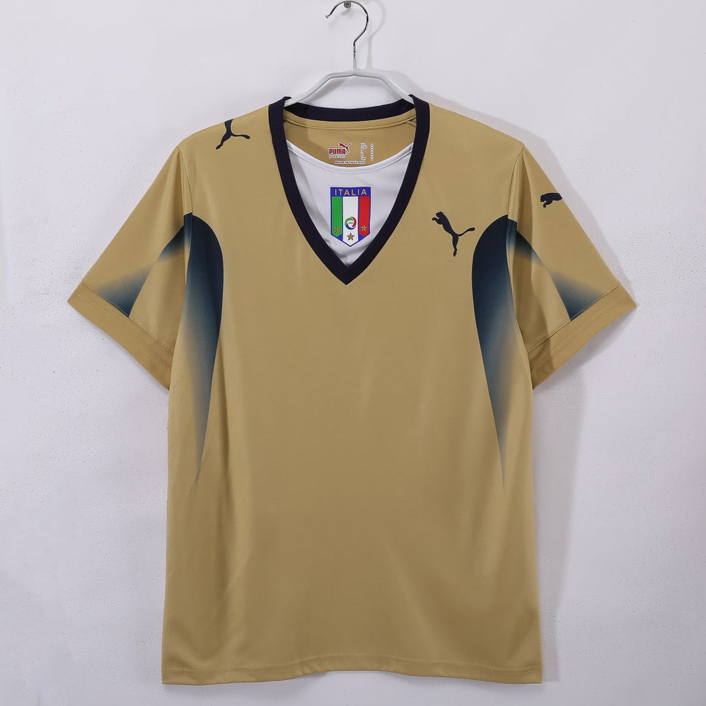 Maillot rétro de gardien de but Italie 2006, marque Le 12 -ème Maillot, en bleu avec logo national et détails sportifs.