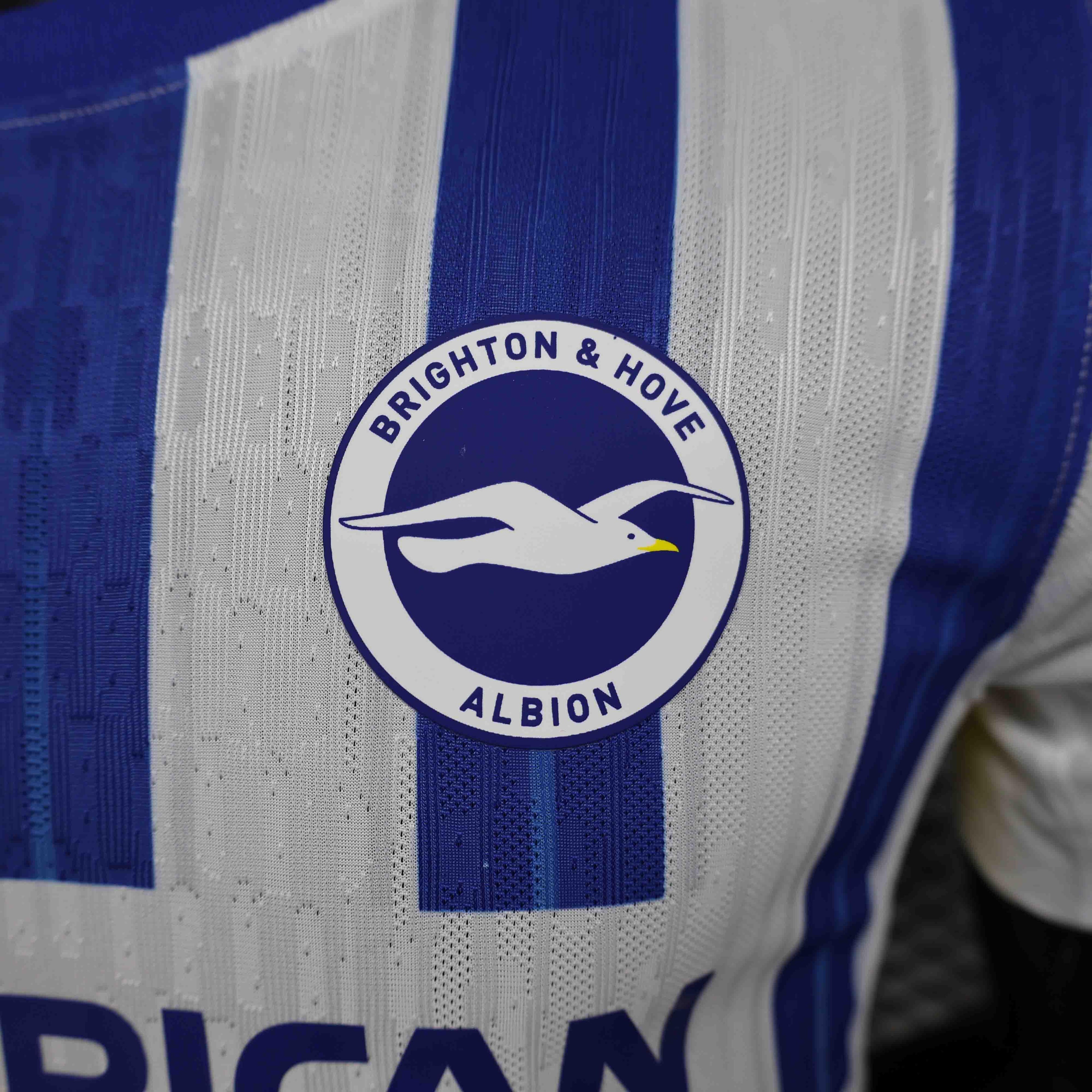 Maillot Brighton 2024-25 de la marque Le 12 -ème Maillot, vue du devant avec logo et design coloré.