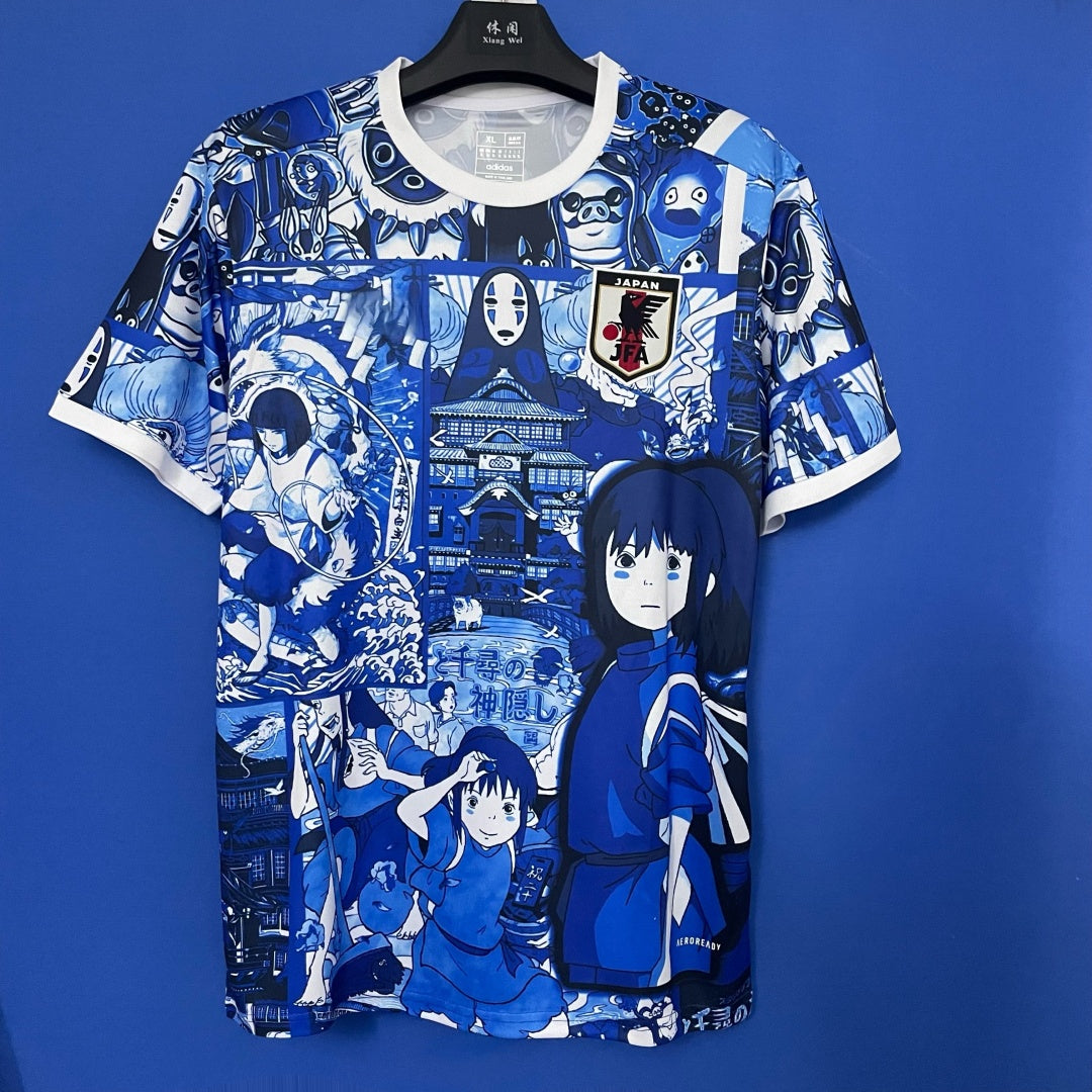Maillot bleu pour enfants 25/26 ans, style japonais anime, fabriqué par Le 12 -ème Maillot, illustration colorée visible.