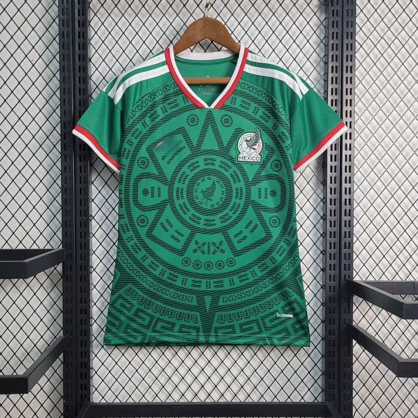 Maillot domicile Mexique 25/26 pour femme, marque Le 12 -ème Maillot, en bleu avec logo et motifs nationaux.