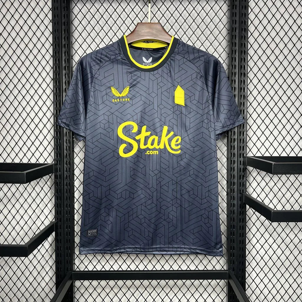 Maillot extérieur Everton 2024-25 Le 12 -ème Maillot, maillot de football bleu avec logo de l'équipe.