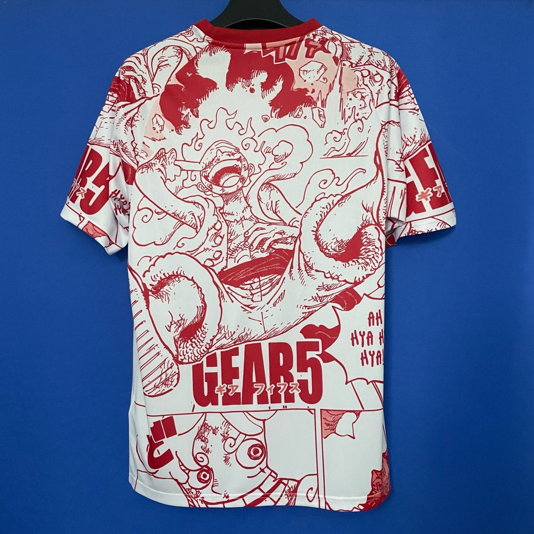 Maillot japonais anime rouge pour enfants 25/26 ans, marque Le 12 -ème Maillot, détail du design coloré et motif japonais.