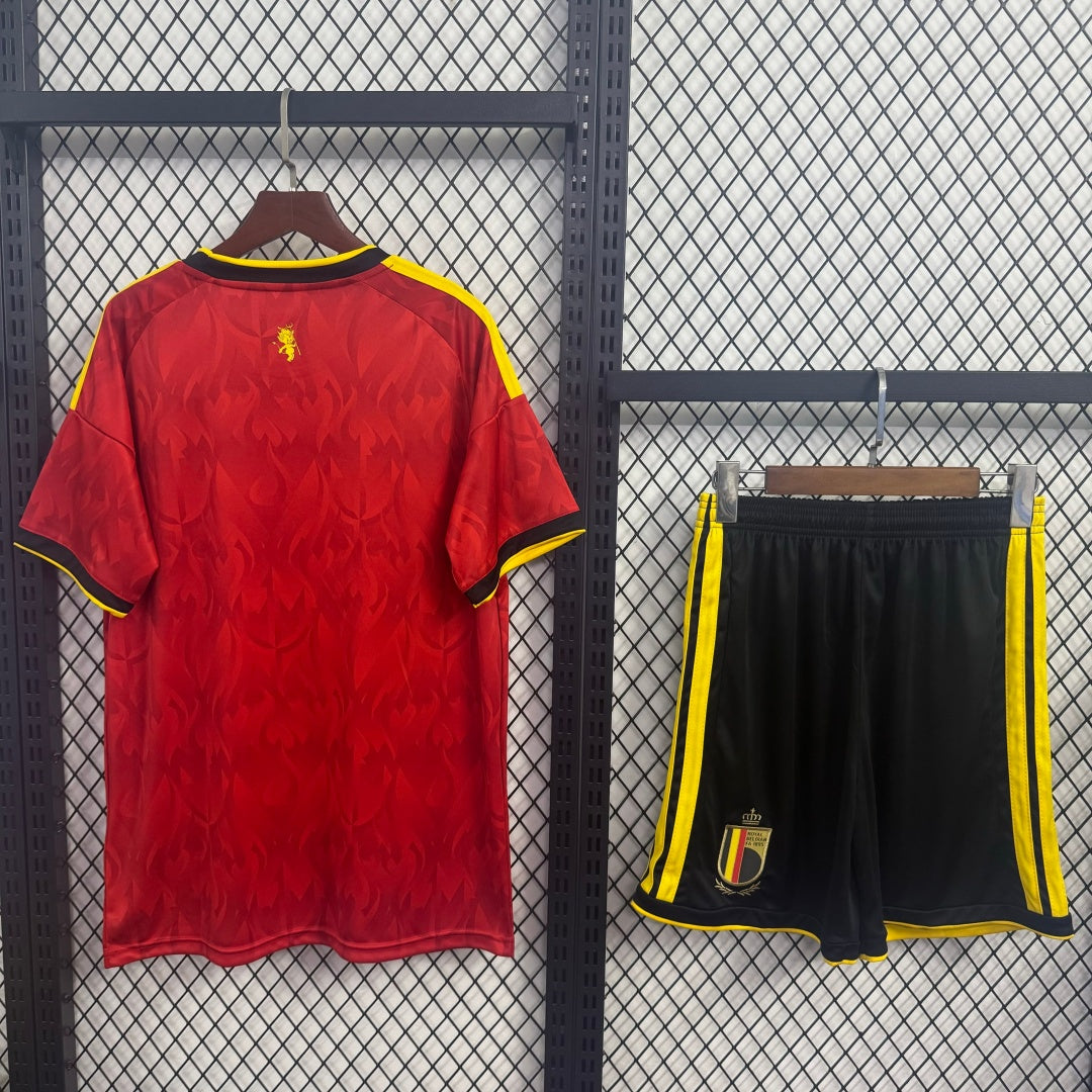 Ensemble de football Belgique domicile adulte, maillot et short, marque Le 12 -ème Maillot, bleu et noir, vue détaillée.