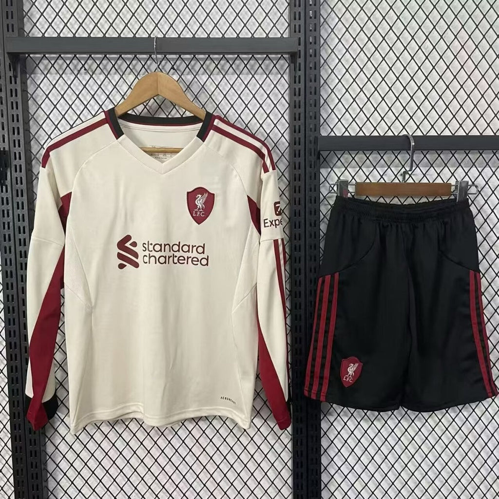 Ensemble de football Liverpool 25/26 Le 12 -ème Maillot, maillot extérieur à manches longues pour adulte mâle.