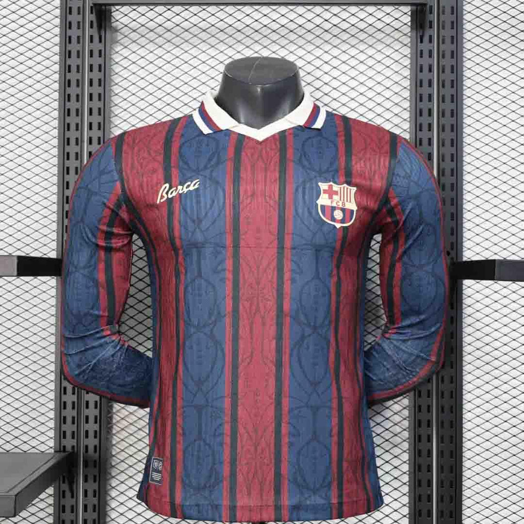 Maillot à manches longues FC Barcelone 2025-26, marque Le 12 -ème Maillot, design concept avec logo et couleurs traditionnelles blaugrana