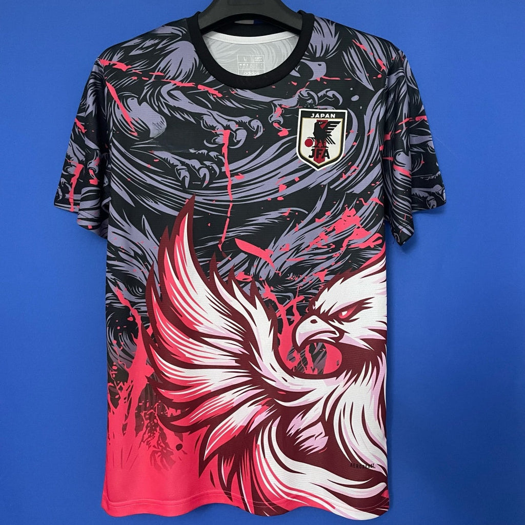 Maillot de football Le 12 -ème Japon 25/26 en rouge, design spécial, vue frontale sur le maillot de sport.