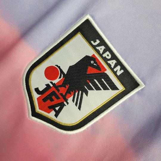 Maillot de football féminin Japon 2023-2024 extérieur, marque Le 12-ème Maillot, en tissu bleu avec détails blancs.