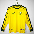 Maillot Brésil domicile rétro 1998 à manches longues, marque Le 12, pour supporter l'équipe nationale de football.