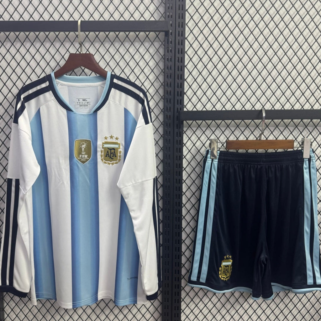 Ensemble de football domicile Argentine 25/26 pour adulte, maillot à manches longues Le 12 -ème Maillot, bleu et blanc