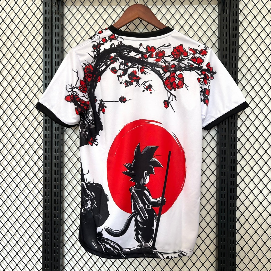 Maillot de football Le 12 -ème Japon 2024-2025, style spécial A, vue de face, tissu en coton blanc avec accents bleus et rouges