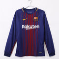 Maillot domicile rétro du FC Barcelone 2017-2018 à manches longues, en bleu et grenat, de la marque Le 12 -ème Maillot.