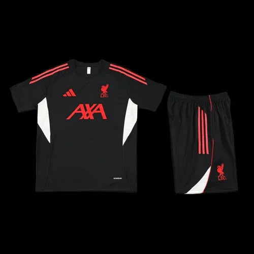 Ensemble Liverpool de Le 12 -ème Maillot, maillot de football rouge avec logo officiel et détails du club, vue frontale.