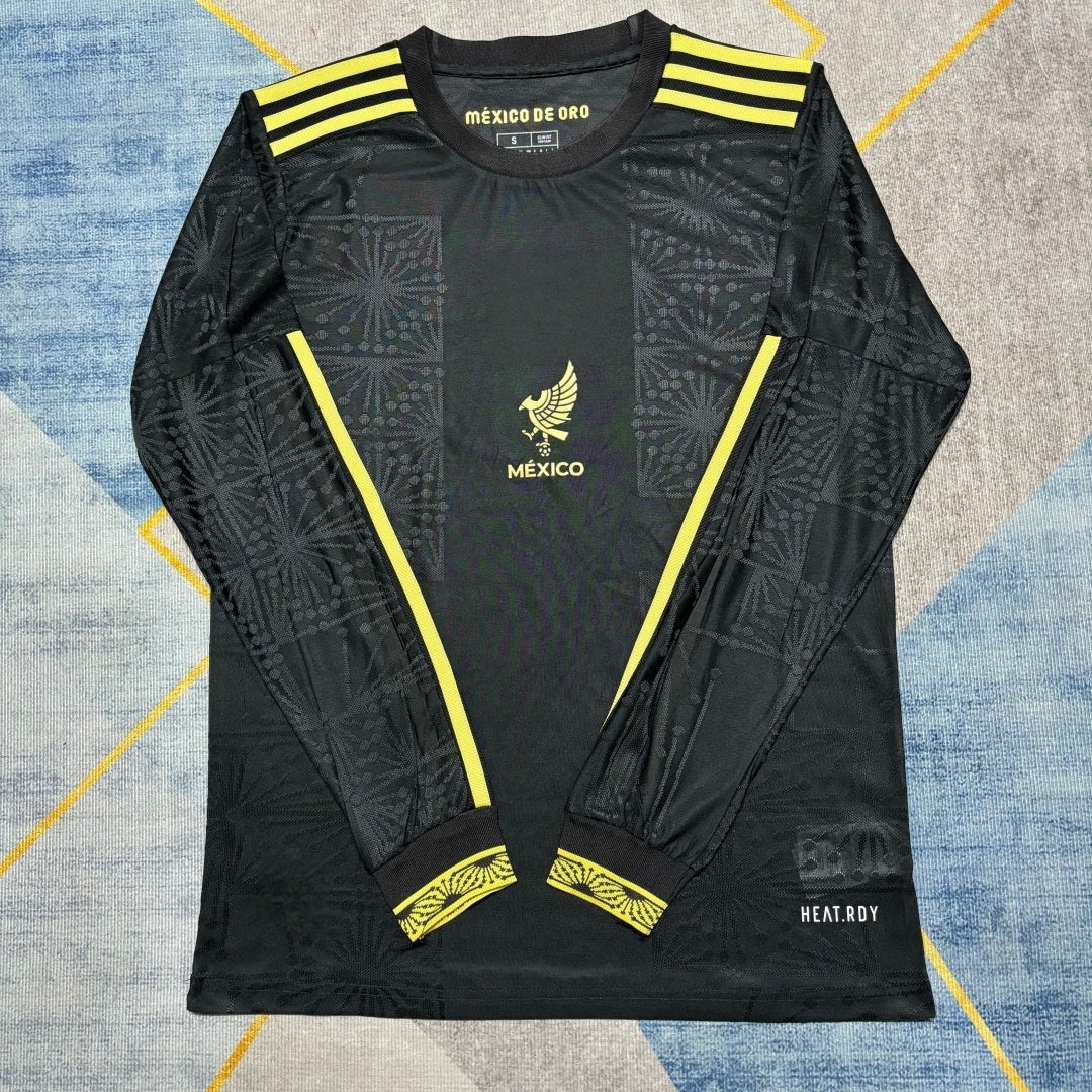 Maillot de football Mexique 25/26 à manches longues, marque Le 12 -ème Maillot, avec design officiel et couleurs du drapeau mexicain.