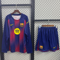 Ensemble de football Barcelone domicile 25/26 Le 12 -ème Maillot, maillot à manches longues pour adulte mâle, logo visible.