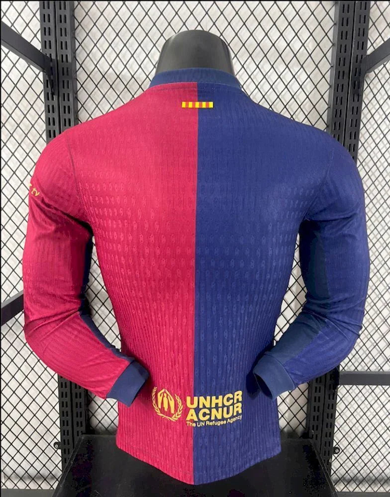 Maillot FC Barcelone manches longues 2024-25 Le 12 -ème Maillot, bleu avec logo et détails du club.