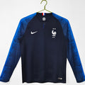 Maillot rétro de football France 2018 à manches longues, marque Le 12 -ème Maillot, maillot domicile bleu et blanc.