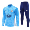 Ensemble Manchester City bleu pour enfant, maillot et short de la marque Le 12-ème Maillot, idéal pour supporter l'équipe.