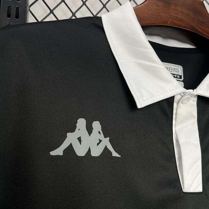Maillot de football noir AS Monaco 2024-2025, marque Le 12-ème Maillot, vu de face avec logo et détails du design.