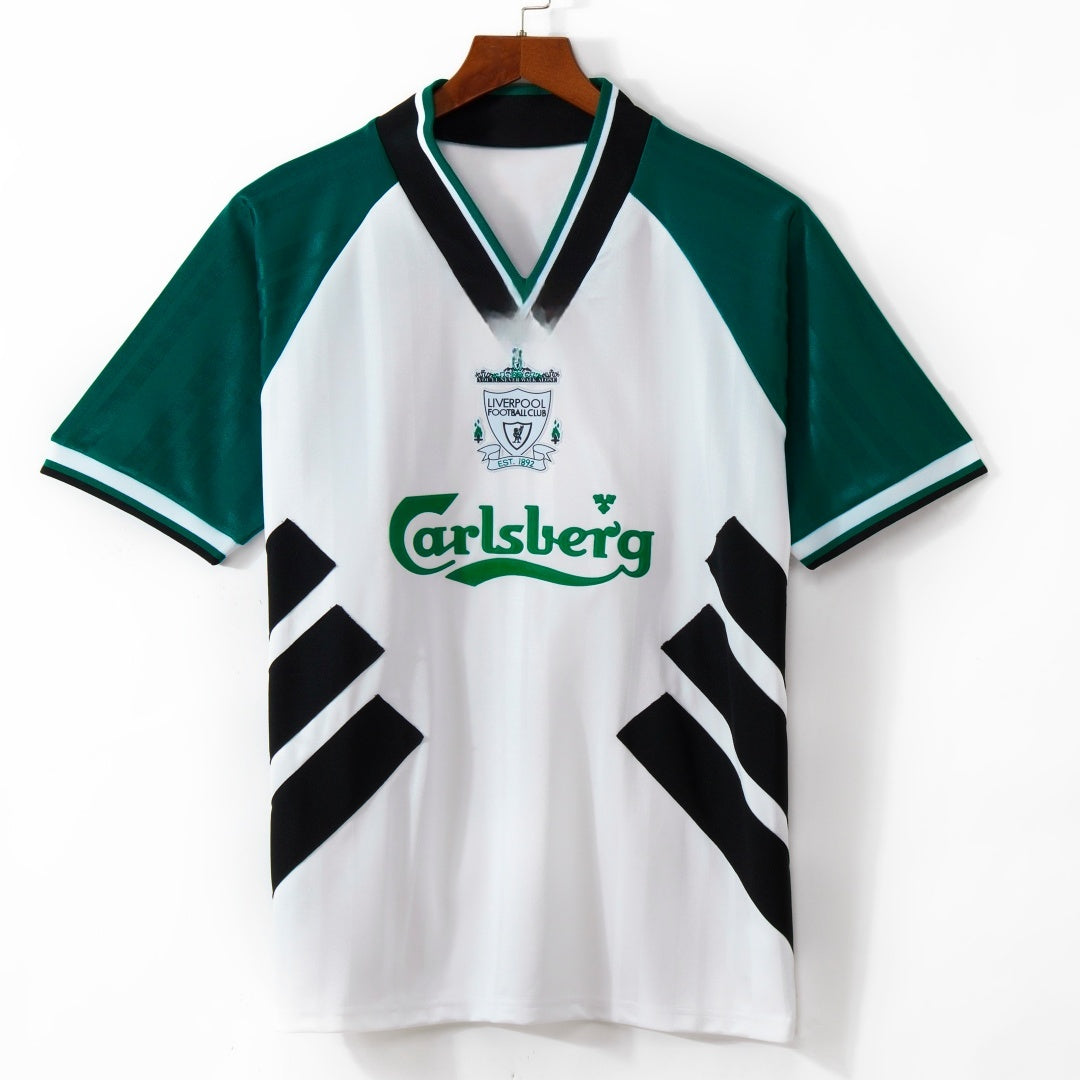 Maillot extérieur rétro Liverpool 1993-1995 de la marque Le 12, maillot de football vintage avec logo et design original.