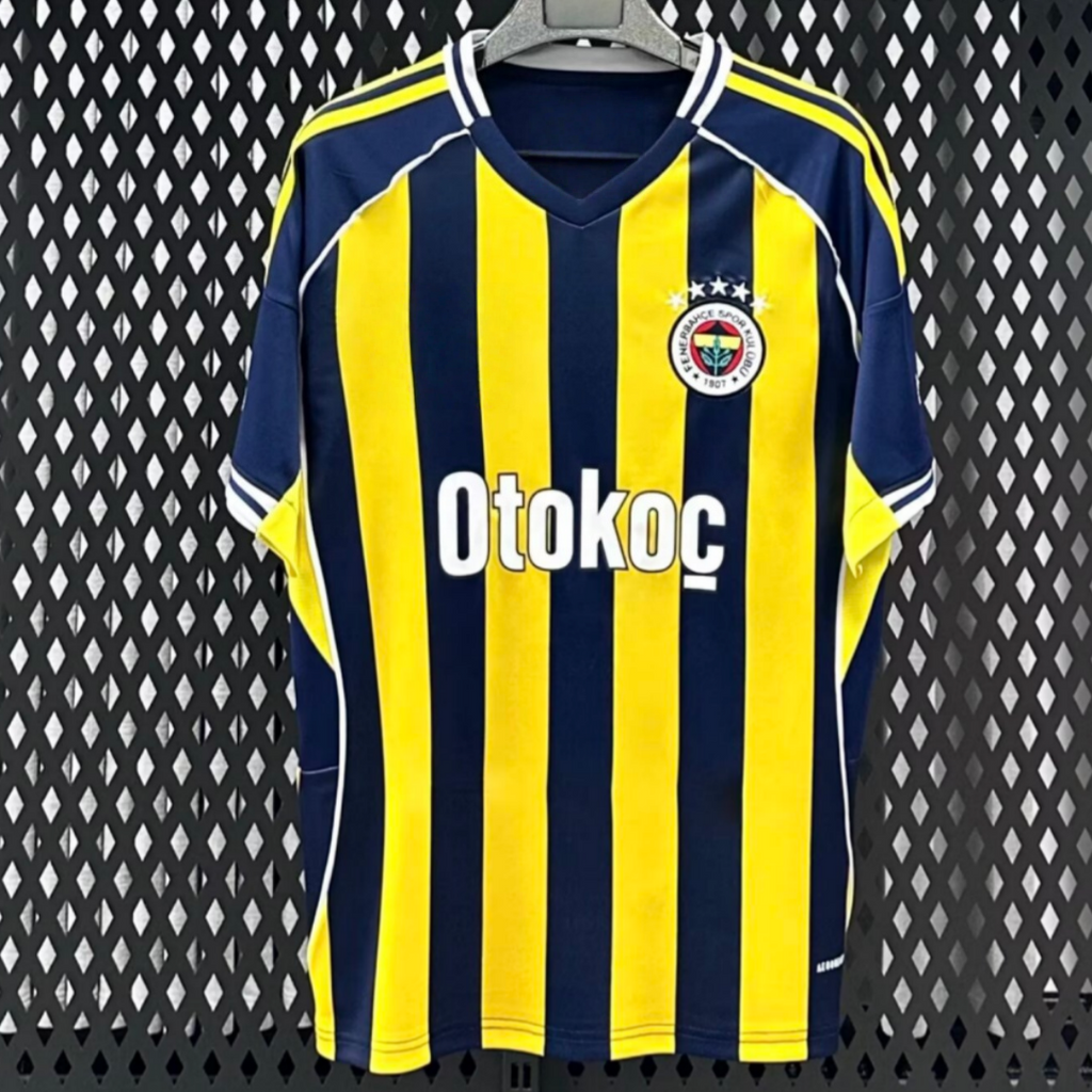 Maillot domicile Fenerbahce 25/26 Le 12 -ème Maillot, maillot de football jaune et bleu avec logo de l'équipe.
