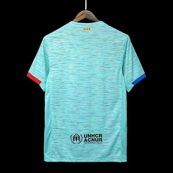 Maillot third FC Barcelone 2023-2024 de la marque Le 12, maillot de football avec logo et design moderne visible en détail