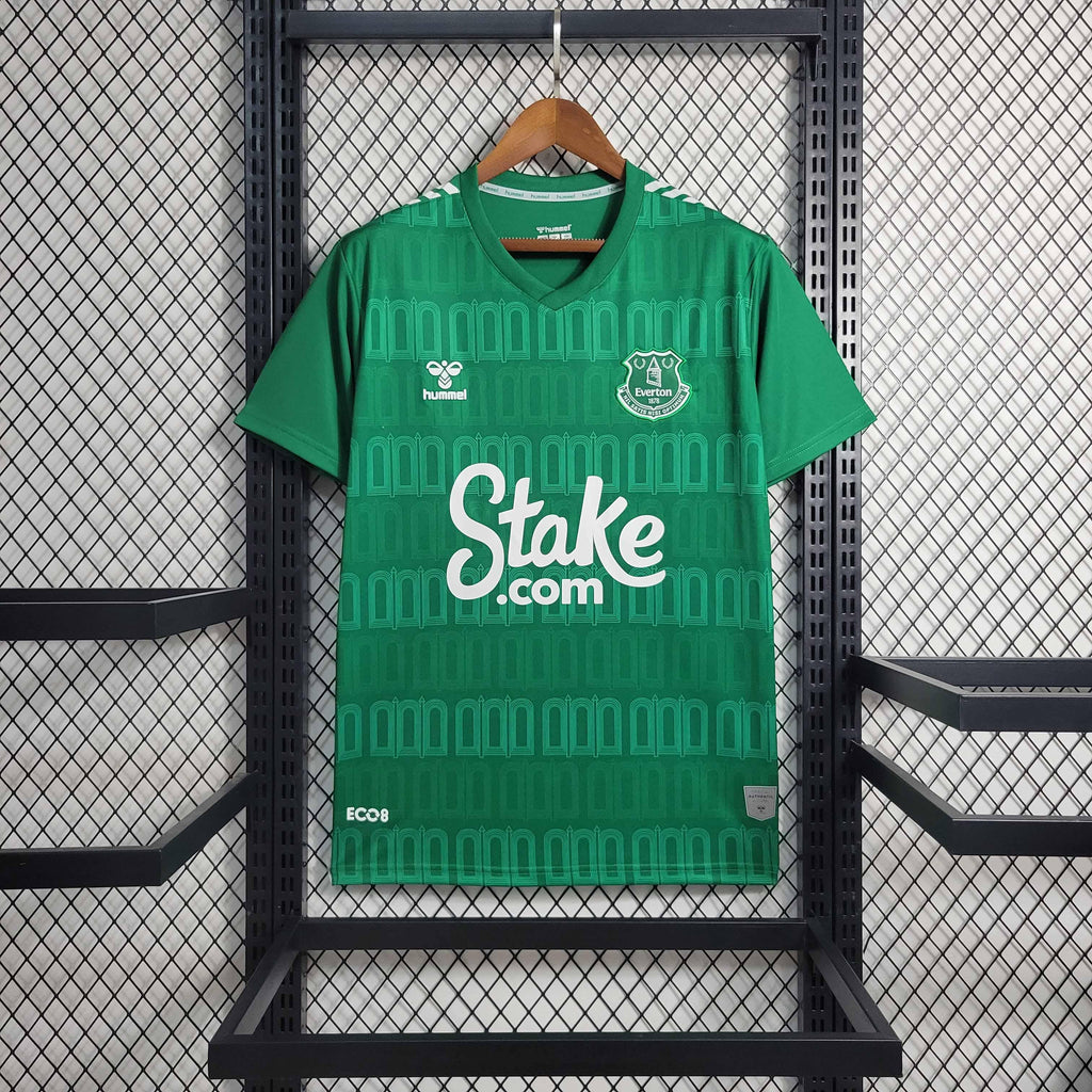 Maillot extérieur Everton 2024-25 Le 12 -ème Maillot, maillot de football bleu avec logo de l'équipe et détails de design.