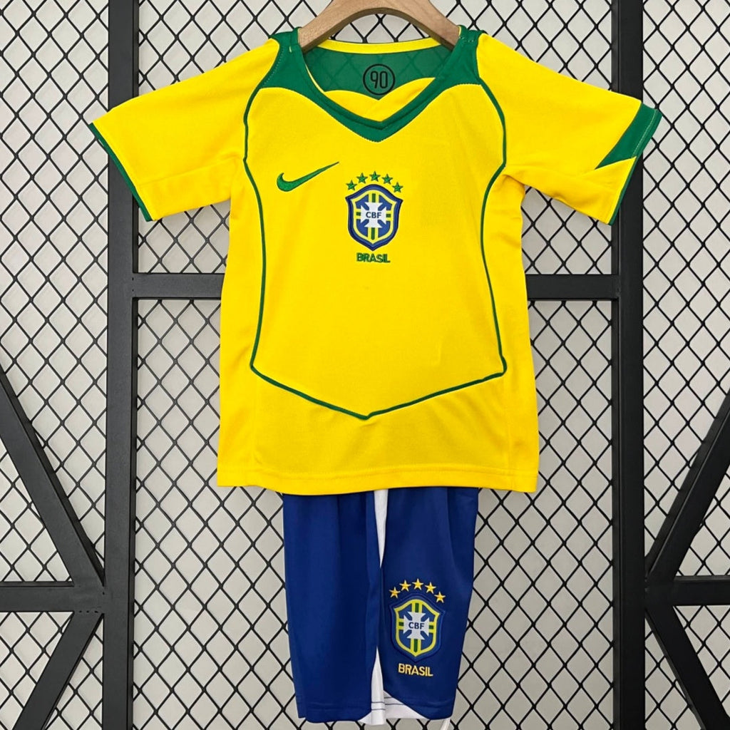 Ensemble enfant brésilien 2004 rétro, maillot Le 12ème Maillot, logo et couleurs du Brésil, vêtement de sport pour enfant