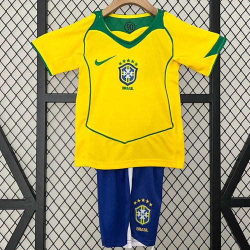 Ensemble enfant brésilien 2004 rétro, maillot Le 12ème Maillot, logo et couleurs du Brésil, vêtement de sport pour enfant