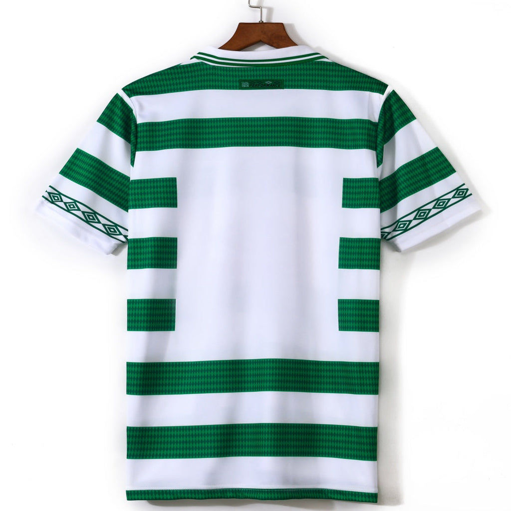 Maillot domicile rétro Celtic 1998-1999, marque Le 12-ème Maillot, vue de face, avec logo et design classique.