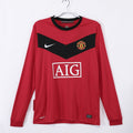 Maillot domicile Manchester United 2010 rétro à manches longues, marque Le 12 -ème Maillot, détails du design vintage.