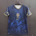 Maillot de football Brésil 25/26 noir et bleu, Le 12 -ème Maillot, vue front avec logo et détails de design.