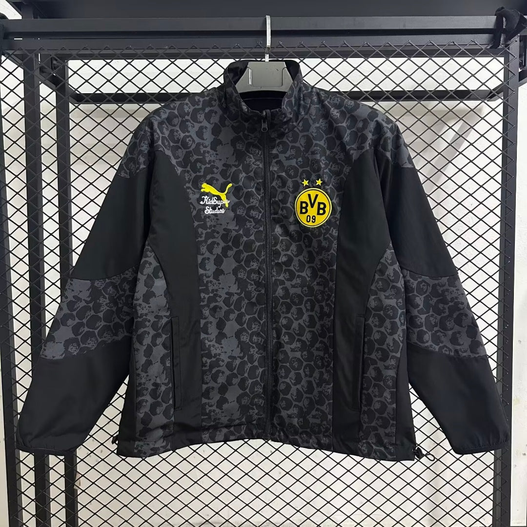 Veste coupe-vent réversible Le 12 -ème Maillot Dortmund, coupe-vent légère, design réversible, coloris noir et jaune.