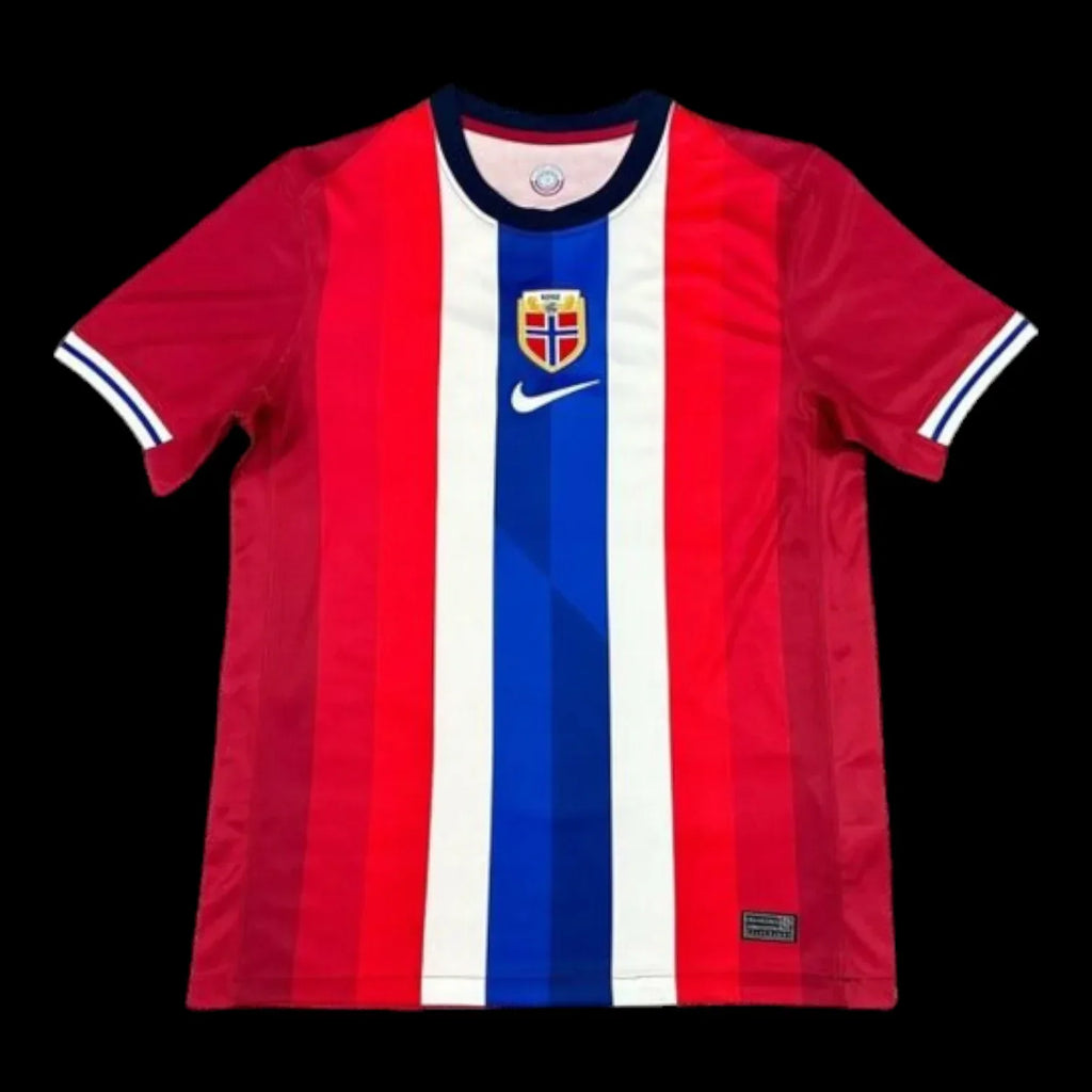 Maillot domicile de la Norvège 24/25 de la marque Le 12 -ème Maillot, vue de face avec logo et détails colorés.