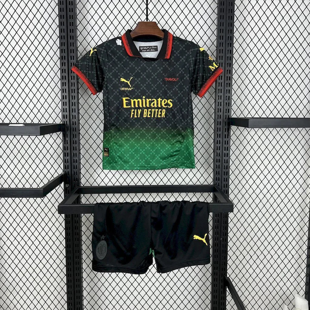 Maillot enfant AC Milan concept 2025-26 par Le 12 -ème Maillot, maillot de football bleu avec logo du club.
