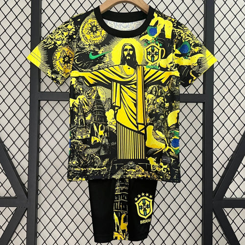 Ensemble pour enfant 24/25 mois Le 12 -ème Maillot, jaune et vert, avec logo Brésil, adapté pour garçon ou fille.