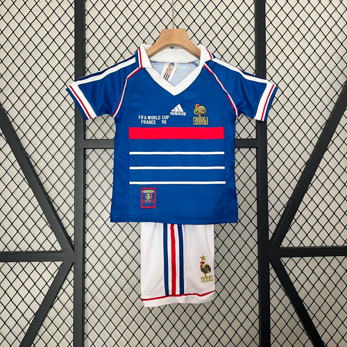 Ensemble enfant France rétro 24/25 ans, vêtement de style vintage, fabriqué par Le 12 -ème Maillot, pour jeunes enfants.