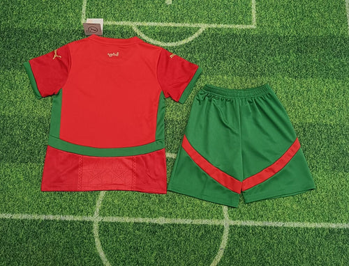 Ensemble pour enfant 24/25 Le 12 -ème Maillot Maroc rouge, vêtement pour garçon ou fille, style confortable et coloré.