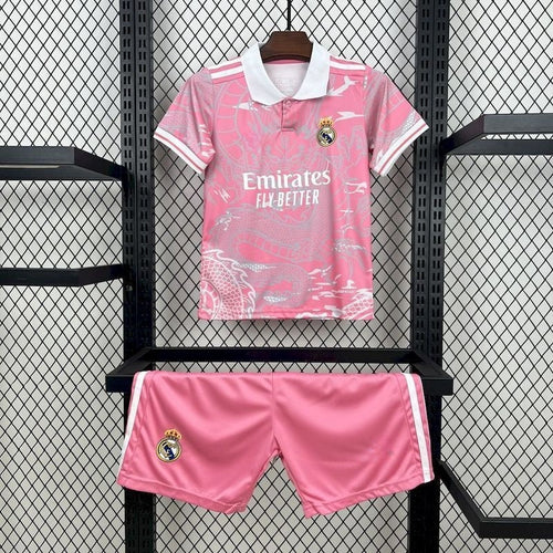 Ensemble enfant Real Madrid rose 24/25 ans, marque Le 12 -ème Maillot, costume sportif pour jeunes fans du football.
