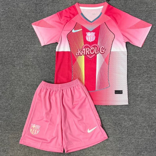 Ensemble pour enfant 25/26 ans Le 12 -ème Maillot Barcelone rose, vêtements pour jeunes enfants, look sportif et coloré.