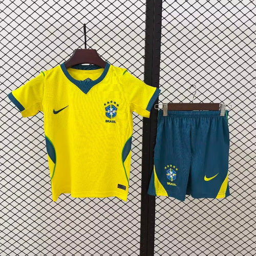Ensemble enfant Brésil domicile Le 12 -ème Maillot, maillot et short pour garçon de 2 à 3 ans, bleu et jaune.