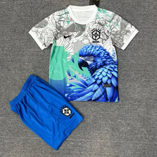 Ensemble pour enfant 25/26 cm Le 12 -ème Maillot, motif Brésil spécial avec oiseau, vêtements colorés pour jeune garçon ou fille.