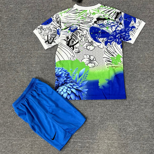 Ensemble pour enfant 25/26 ans Le 12 -ème Maillot, maillot Brésil spécial avec motif oiseau bleu, vêtement pour jeune enfant.