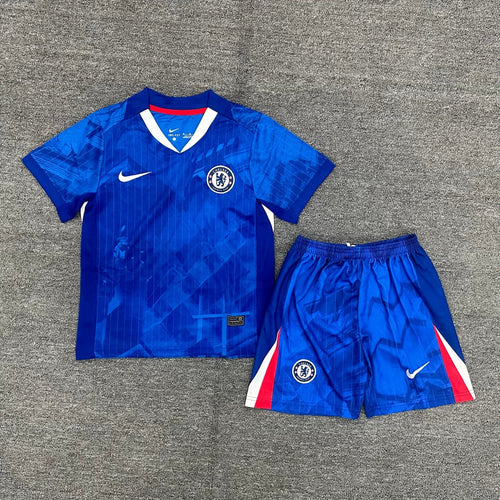 Ensemble enfant Chelsea Domicile Le 12-ème Maillot pour 2-3 ans, maillot et shorts assortis, bleu et blanc, look sportif.