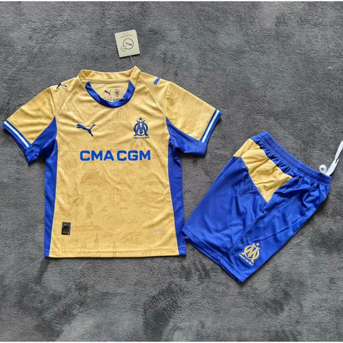 Ensemble pour enfant Marseille Third de Le 12 -ème Maillot, taille 25/26, avec maillot et short bleu et blanc.