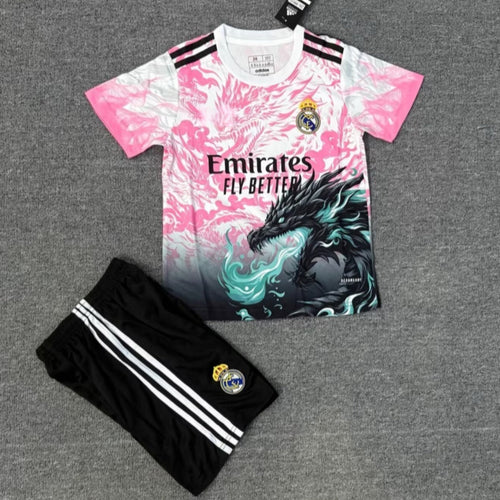 Ensemble pour enfant 25/26 ans Real Madrid avec motif dragon, marque Le 12 -ème Maillot, costume sportif pour jeune garçon.